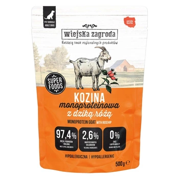 WIEJSKA ZAGRODA Mono mokra karma dla psa Kozina z dziką różą 500g