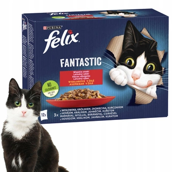 PURINA Felix Fantastic karma mokra dla kota mięsny mix smaków 12 x 85g