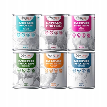 Gaczoo MONO PROTEIN monobiałkowa karma mokra dla psa mix smaków 6 x 400g