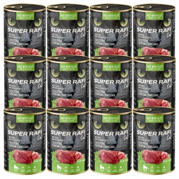 SUPER RAFI Cat karma mokra dla kota dziczyzna 12 x 400g
