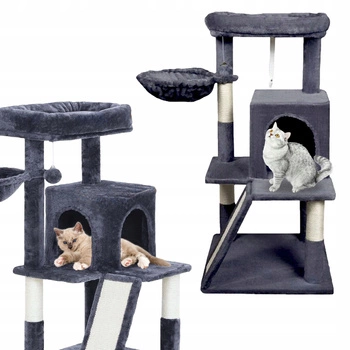 Drapak dla kota Gaczoo domek legowisko ciemny szary 50 x 50 x 96 cm