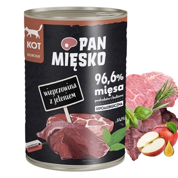 Pan Mięsko mokra karma dla kota 400g Wieprzowina Jeleń 