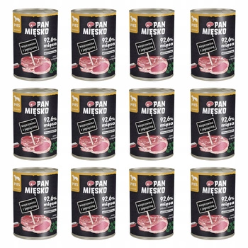 Pan Mięsko karma dla psa mokra 12 x 400g Wieprzowina Jagnięcina 