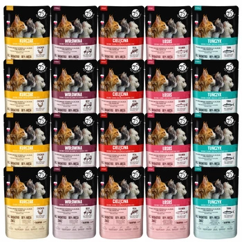PET REPUBLIC Fileciki karma mokra dla kota mix smaków 20 x 100g Bezzbożowa