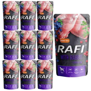 Karma mokra dla psa RAFI Królik 10 x 500g