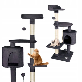 Drapak dla kota Gaczoo duży wieża legowisko ciemny szary 40 x 40 x 116 cm