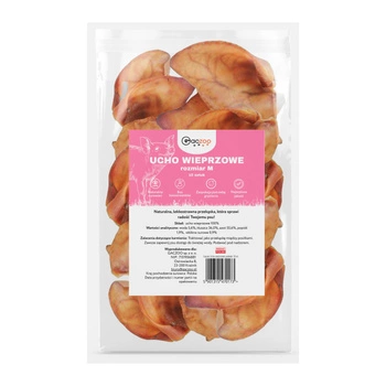 GACZOO 100% Naturalny przysmak dla psa Ucho Wieprzowe rozmiar M 20 szt gryzak