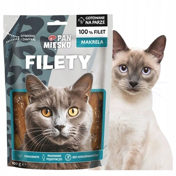 Pan Mięsko Filety Naturalny Smakołyk przysmak dla kota Makrela 100g