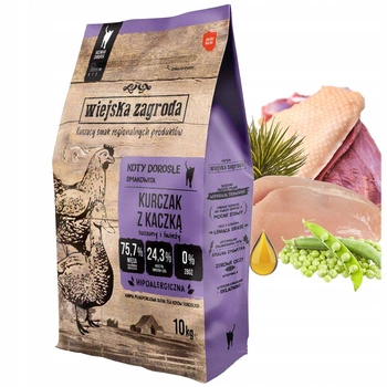 WIEJSKA ZAGRODA sucha karma dla kota 10kg Kurczak Kaczka 