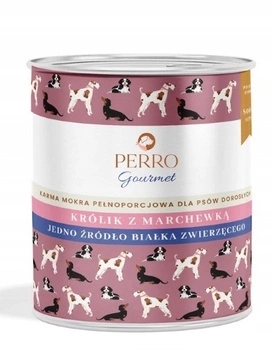 PERRO Gourmet monobiałkowa mokra karma dla psa Królik z marchewką 800g