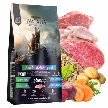 WATAHA Małe rasy karma sucha dla szczeniąt Jagnię Królik Wieprz Ryż 2 kg