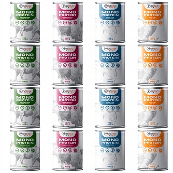 Mokra karma monobiałkowa dla psa Gaczoo MONO PROTEIN mix smaków 16 x 400g 