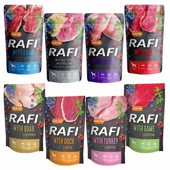 DOLINA NOTECI RAFI Karma mokra dla psa MIX Smaków 8 x 500g Bezzbożowa