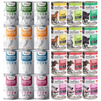 WIEJSKA ZAGRODA GACZOO MONO karma mokra dla psa mix smaków 24 x 400g