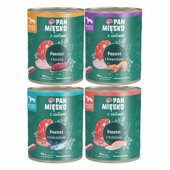 PAN MIĘSKO z Ziołami karma mokra dla psa Pasztet mix smaków 4 x 800g