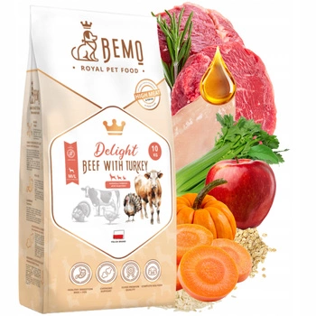 BEMO DELIGHT Karma sucha dla psa Wołowina Indyk małe średnie rasy M/L 10 kg