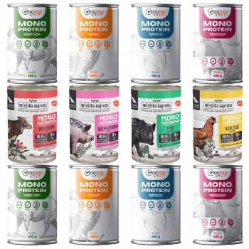 WIEJSKA ZAGRODA GACZOO MONO karma mokra dla psa mix smaków 12 x 400g