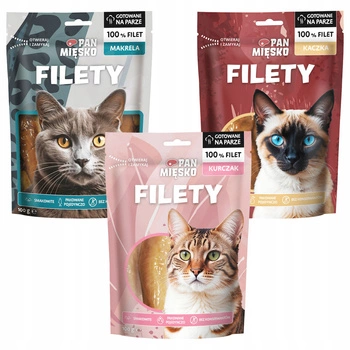 Pan Mięsko Filety Naturalny Smakołyk przysmak dla kota Mix smaków 3 x 100g