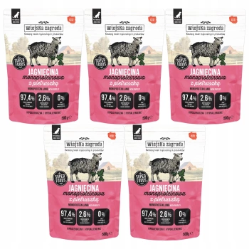 WIEJSKA ZAGRODA Mono mokra karma dla psa Jagnięcina z pietruszką 5 x 500g