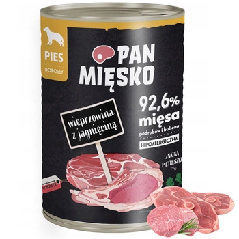 Pan Mięsko mokra karma dla psa 400g Wieprzowina Jagnięcina