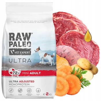 RAW PALEO ULTRA MINI Adult Wołowina karma sucha dla psa 2 kg bezzbożowa