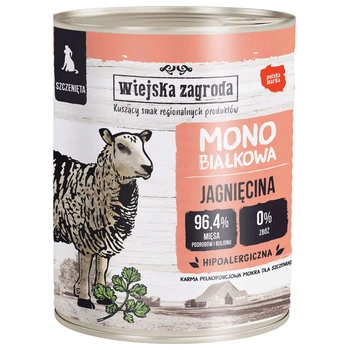 WIEJSKA ZAGRODA MONO Karma mokra dla szczeniąt Jagnięcina 800g