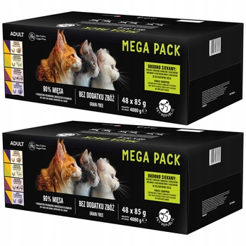 PET REPUBLIC Saszetka karma mokra dla kota mięsny mix smaków 96 x 85g