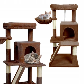 Drapak dla kota Gaczoo domek legowisko brązowy 50 x 50 x 96 cm