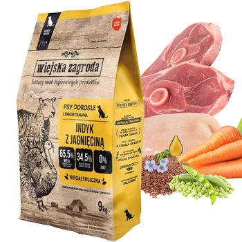 WIEJSKA ZAGRODA Karma Sucha dla psa Indyk Jagnięcina 9 KG