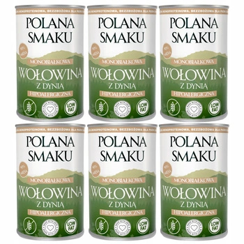 Mokra karma monobiałkowa dla psa Polana Smaku Wołowina  z dynią 6 x 400g