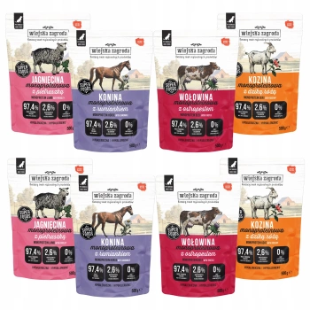 WIEJSKA ZAGRODA Monobiałkowa mokra karma dla psa mix smaków 8 x 500g