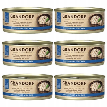 GRANDORF zdrowa karma mokra dla kota Kurczak Okoń 6 x 70g Bezzbożowa