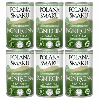 Mokra karma monobiałkowa dla psa Polana Smaku Jagnięcina z batatem 6 x 400g