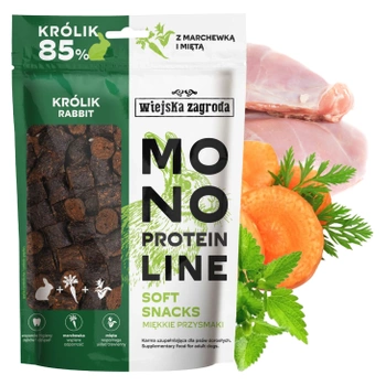 WIEJSKA ZAGRODA MONOPROTEIN Królik miękki przysmak dla psa 115g