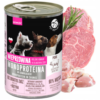 PET REPUBLIC Mono Protein kawałki sos Wieprzowina karma dla psa mokra 400g