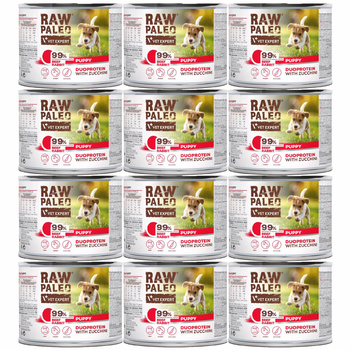 RAW PALEO PUPPY Duoprotein Wołowina Królik karma dla psa mokra 12 x 200g