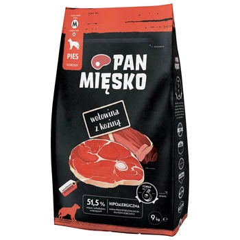 PAN MIĘSKO Karma sucha dla psa Wołowina Kozina CHRUPKI M 9 kg