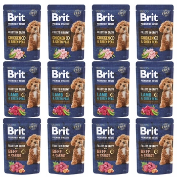 BRIT BY NATURE fileciki karma mokra dla psa mix smaków 12 x 85g bezzbożowa