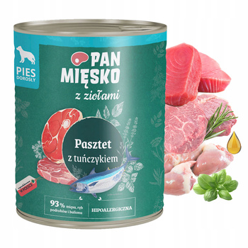 PAN MIĘSKO z Ziołami Karma mokra dla psa Pasztet Tuńczyk 800g