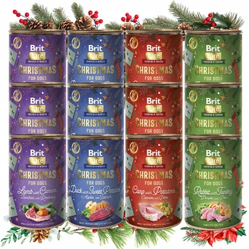 BRIT CHRISTMAS Mono Protein mokra karma dla psa mix smaków 12 x 400g