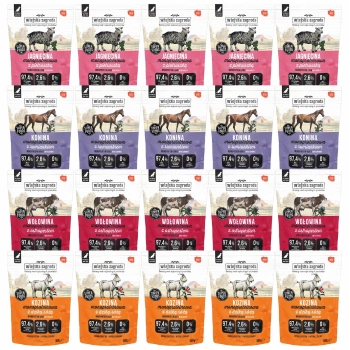 WIEJSKA ZAGRODA Monobiałkowa mokra karma dla psa mix smaków 20 x 500g