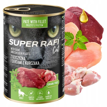 SUPER RAFI Cat karma mokra dla kota dziczyzna 400g