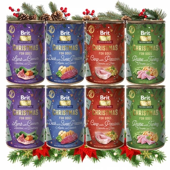 BRIT CHRISTMAS Mono Protein mokra karma dla psa mix smaków 8 x 400g