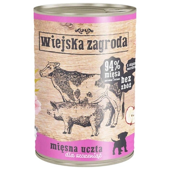 WIEJSKA ZAGRODA Karma mokra dla szczeniaka Mięsna Uczta 400g Bezzbożowa