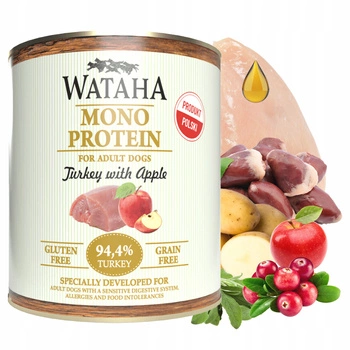 WATAHA Mono Protein Adult mokra karma dla psa Indyk z Jabłkiem 800g