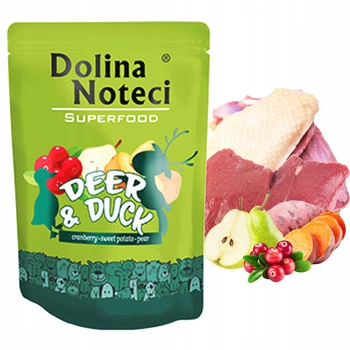 DOLINA NOTECI Superfood mokra karma dla psa Jeleń Kaczka 300g Bezzbożowa