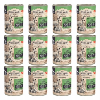 WIEJSKA ZAGRODA Leśne smaki Karma mokra dla psa Sarna Królik 12 x 400g Bezzbożowa
