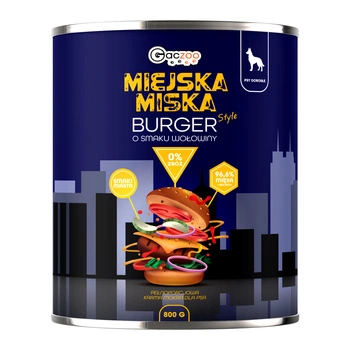 Gaczoo Miejska Miska bezzbożowa karma mokra dla psa Burger Wołowy 800g