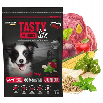 BIOFEED TASTY LIFE JUNIOR Medium Large Wołowina karma dla psa sucha 3 kg