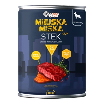 Gaczoo Miejska Miska bezzbożowa karma mokra dla psa Stek Wołowy 400g